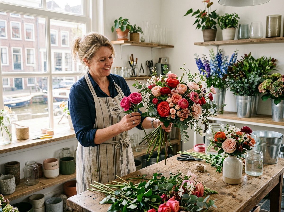 Florist aan het werk